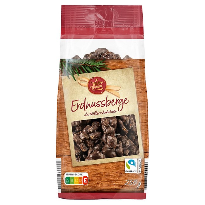 WINTERTRAUM Erdnussberge 250 g, Zartbitterschokolade