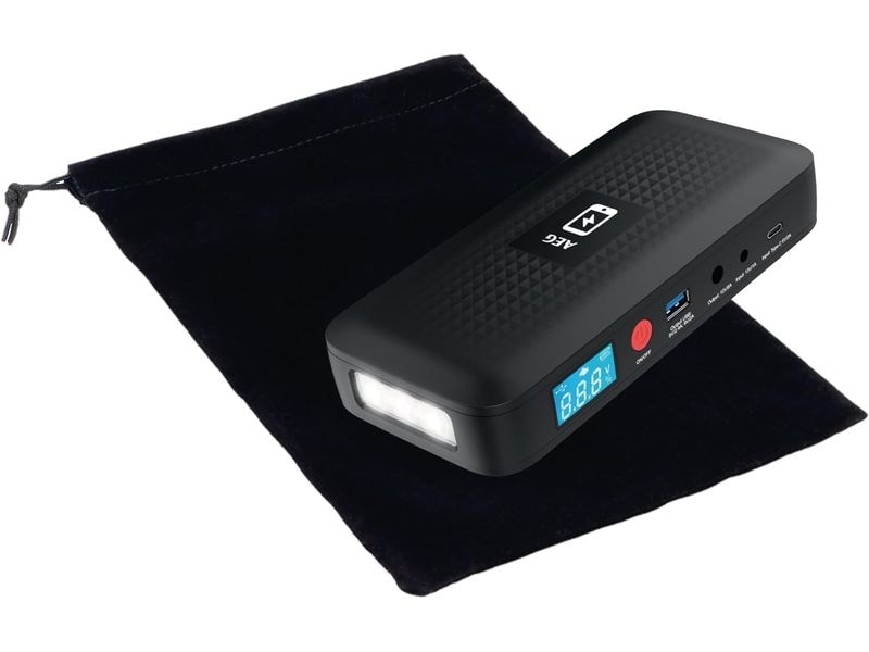 AEG Automotive Starterbatterie mit Ladefunktion JS15 400A Leistungsstarker Jump Starter mit 4000 mAh Powerbank und Taschenlampe