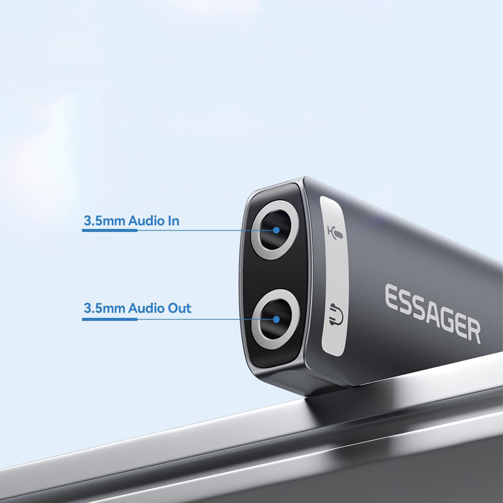 USB zu Dual 3.5 mm Klinke Stereo Audio Out und Mikrofon In Adapter Soundkarte - Grau