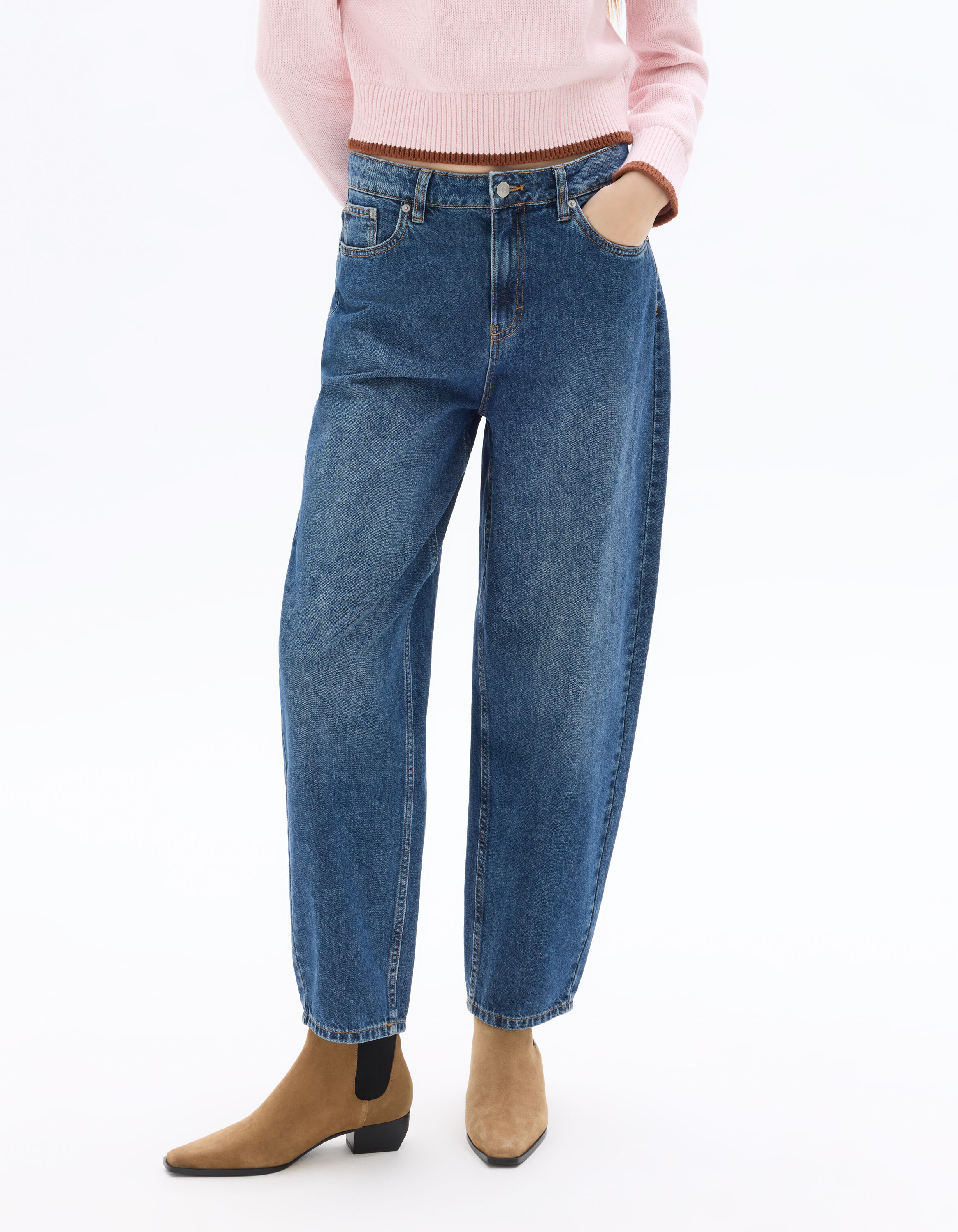Jean barrel 100% coton - stone