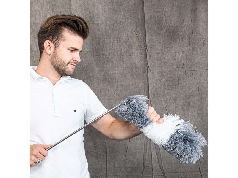 CreaClean Staubwedel 245 cm Grau/Weiss Staubwedel mit extra langem Teleskopstiel