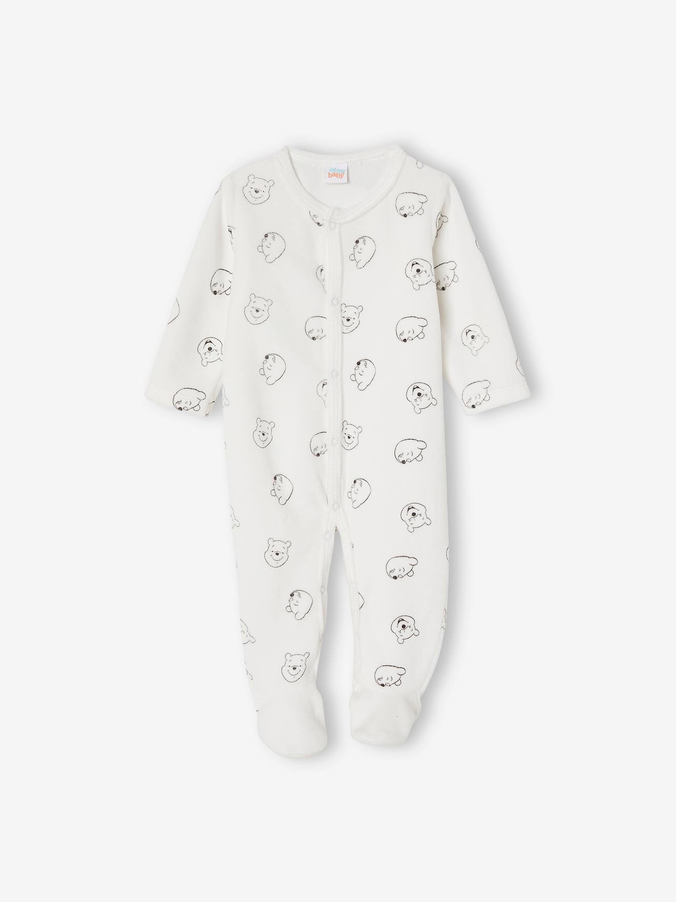 Conjunto para bebê DS® com estampa do Ursinho Pooh em bege claro, incluindo macacão, body e gorro.