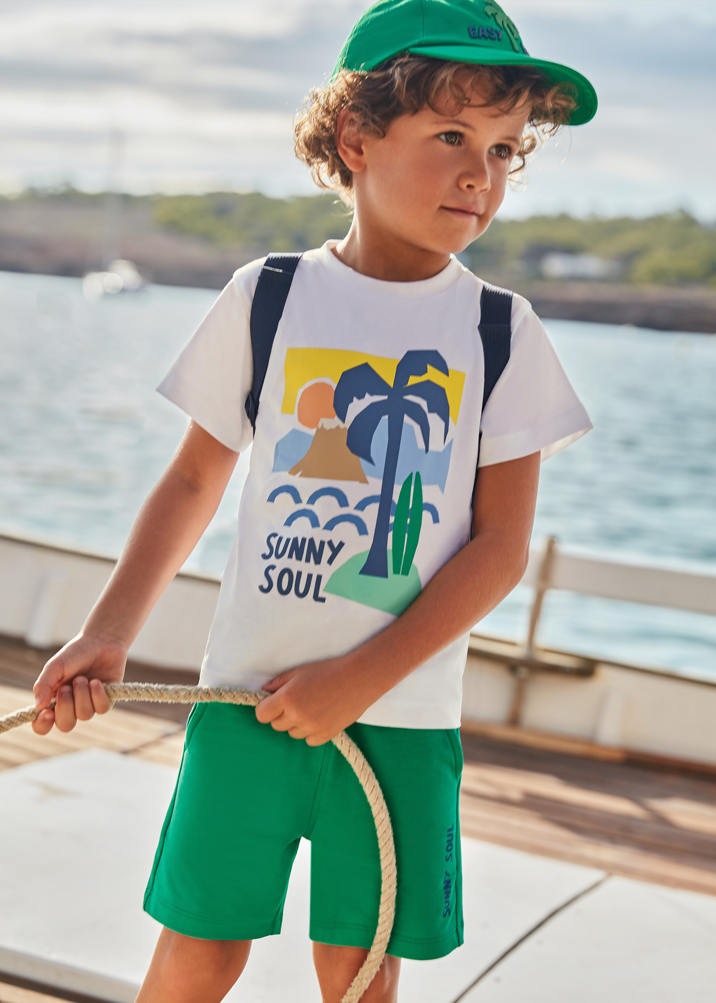 Conjunto de duas peças Better Cotton com estampa de palmeiras para meninos, Clorofila
