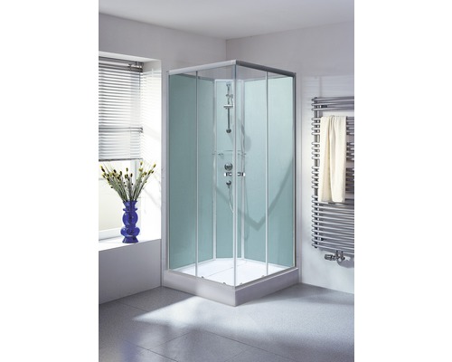 SCHULTE Korfu Express Plus complete douche-unit, 89 x 89 x 202 cm, limoengroen/natuurlijk aluminium