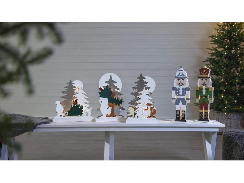 Star Trading Tischdeko Forest Friends, 45 cm, Holz Beleuchteter Wald mit Tieren