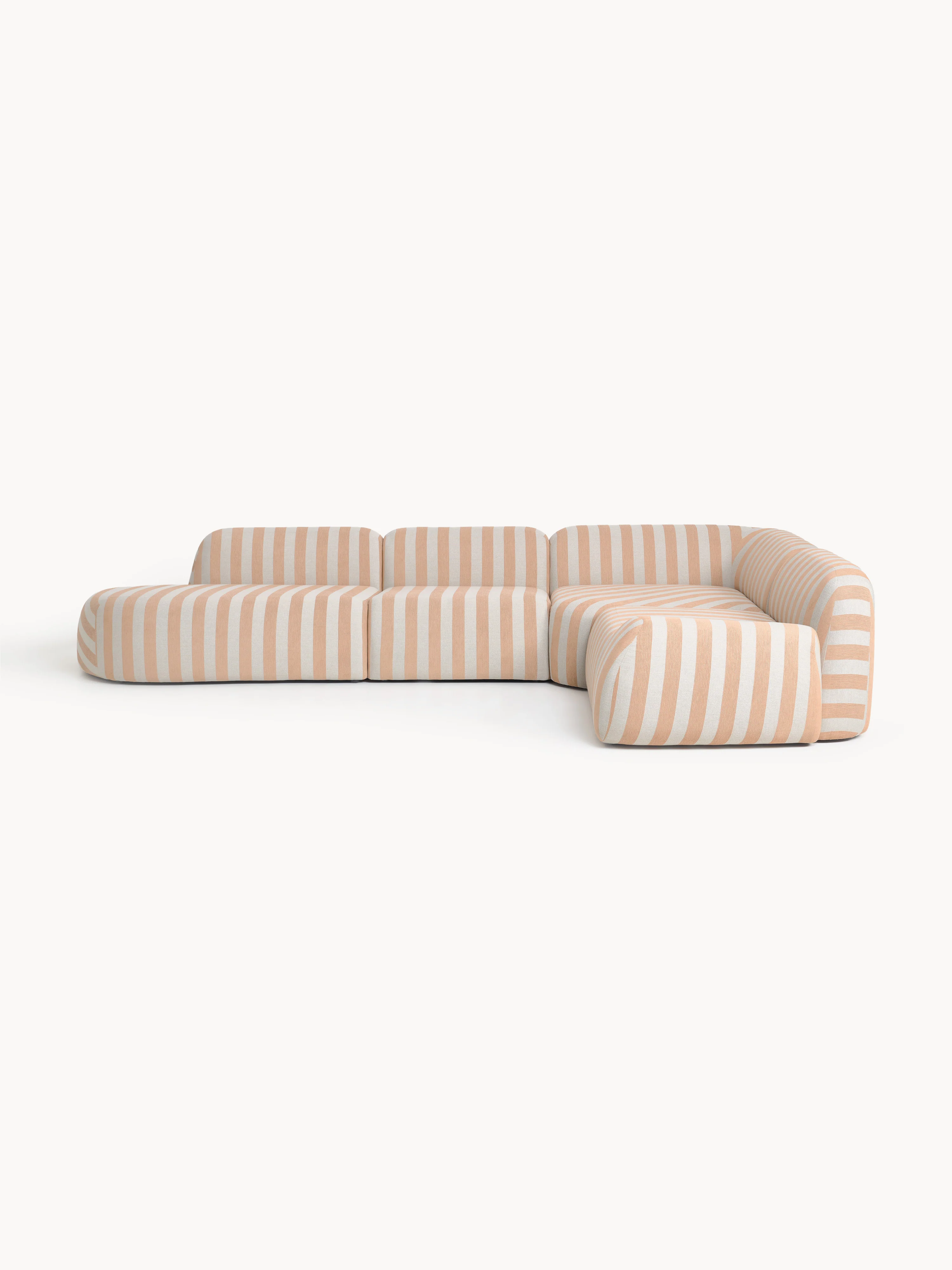 Gestreepte XL modulaire hoekbank Wolke met chaise longue