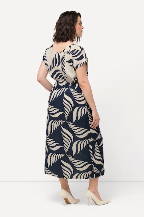 Maxikleid, grafischer Druck, V-Ausschnitt, ärmellos