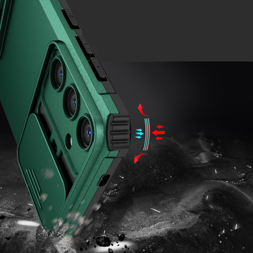 Samsung Galaxy S24 Hybrid Outdoor Hardcase Hülle mit Cam-Slider   Kickstand - Grün (Matt)