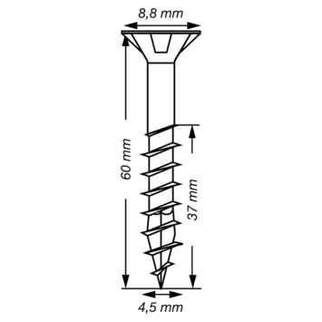 Spax schroef T-Star Plus geel 4,5x60 mm 50 stuks