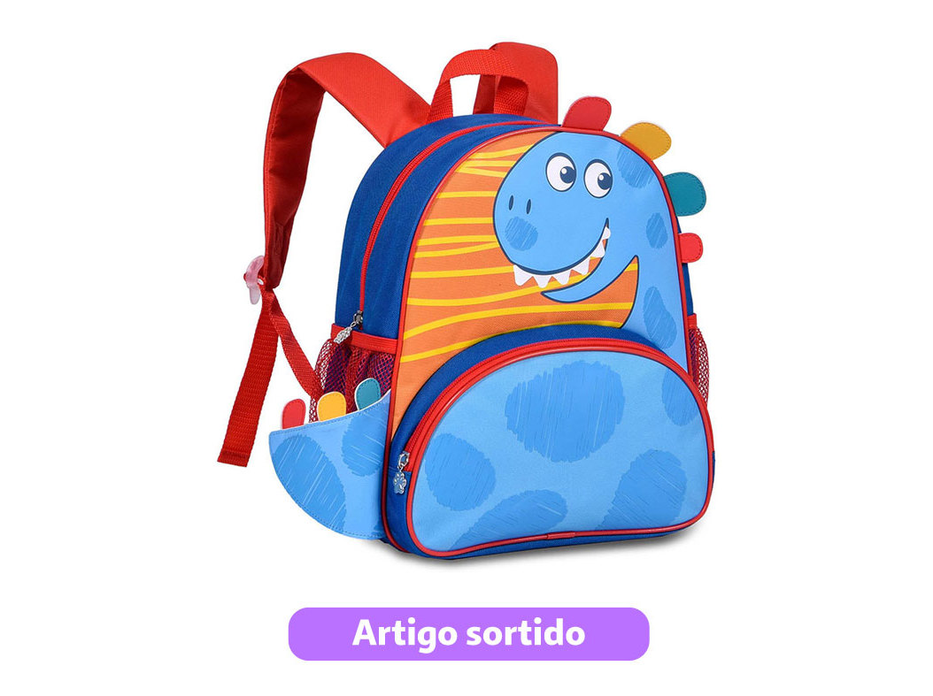 MOCHILA PRÉ-ESCOLAR CLIO DINOSSAURO 27X33X11.5CM MODELOS SORTIDOS