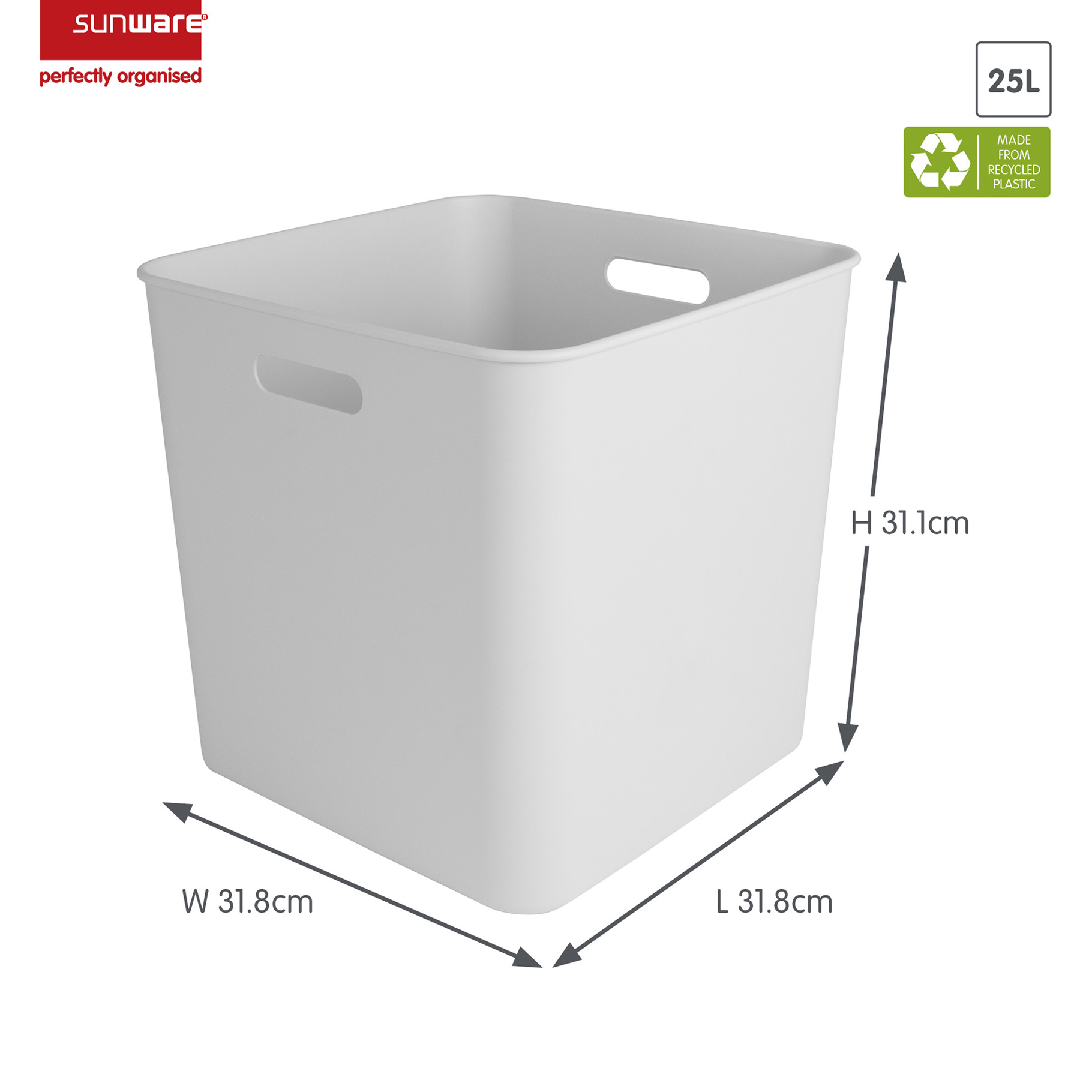 Sunware Sigma home 25 liter White cube box - Set van 4