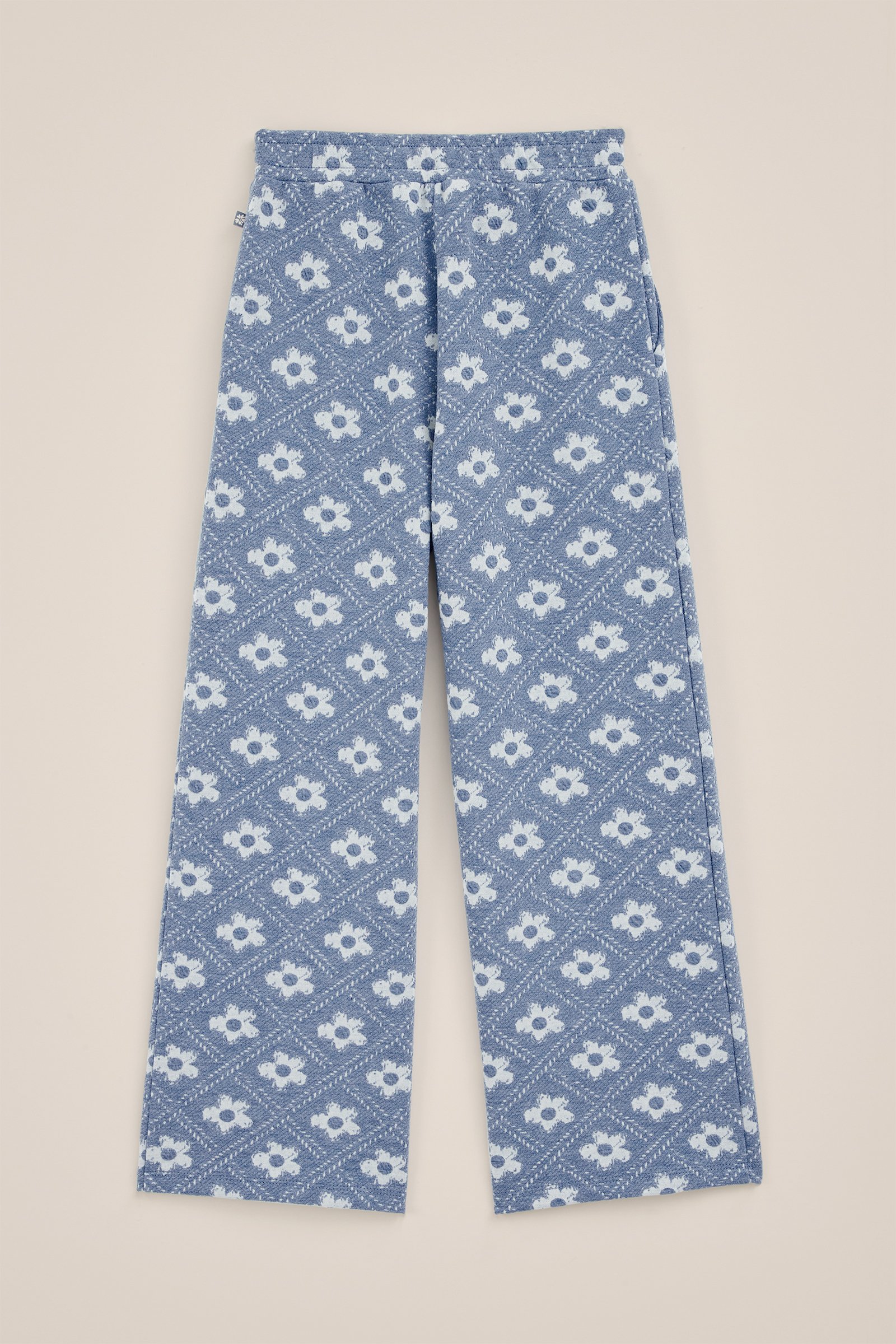 Meisjes broek met jacquard-dessin WE Fashion Blauw