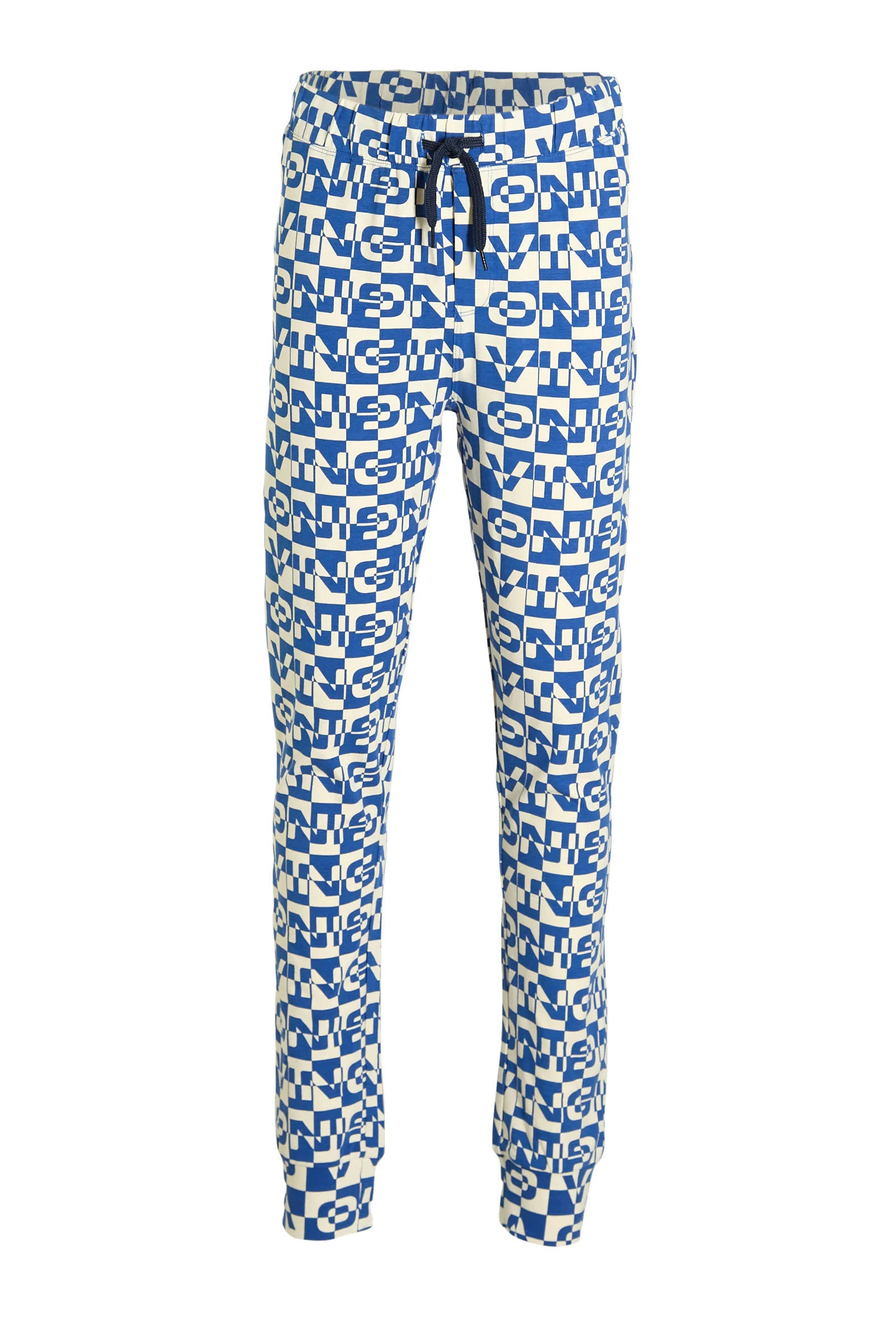 Vingino pyjama Wopi met all over print kobaltblauw/wit