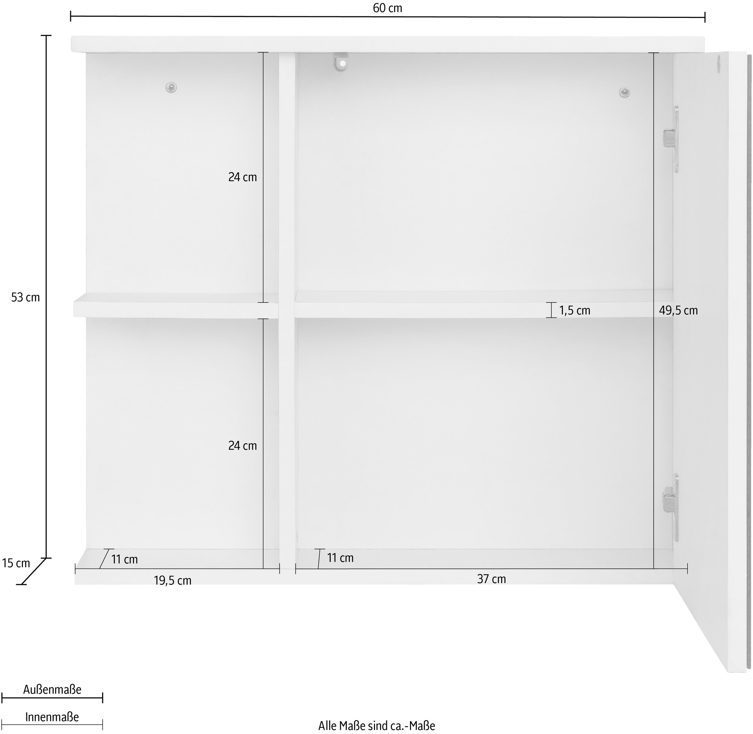 welltime Badezimmerspiegelschrank »Stian« mit Spiegeltür und Push-to-open Funktion, Breite 60 cm, Höhe 53 cm