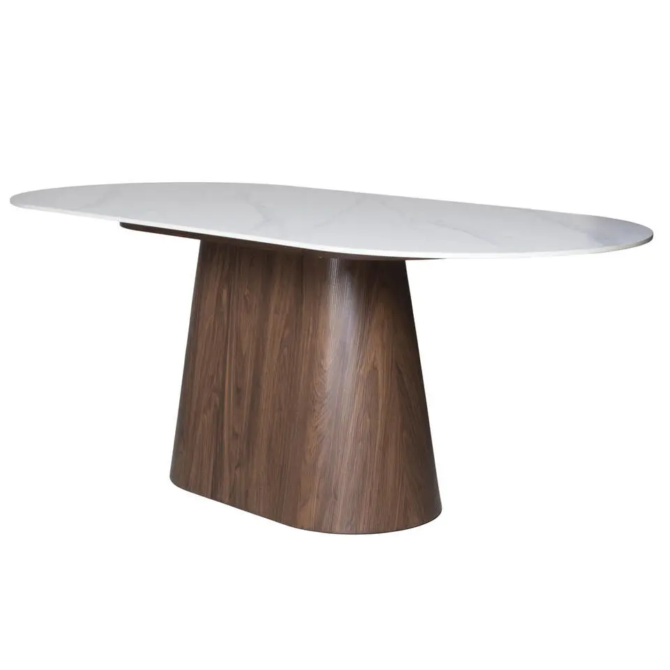 Eettafel Wit Keramiek/Walnoot - 200x90x75cm - Madia