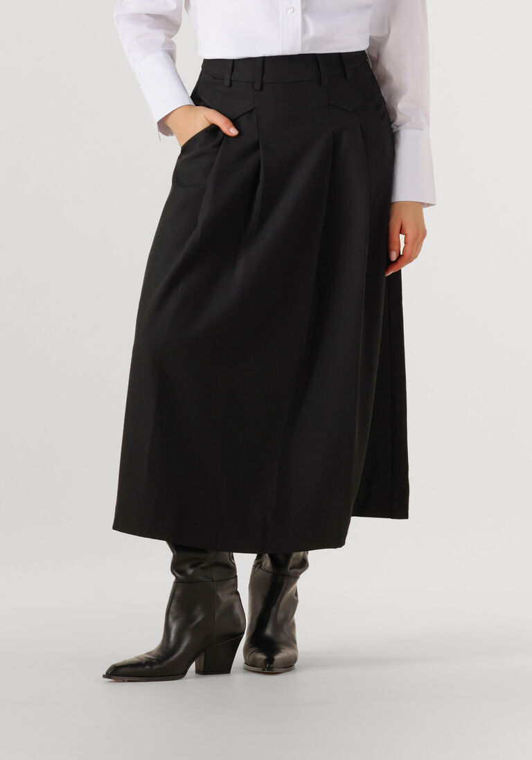 zwarte co'couture midirok luna pocket pleat skirt