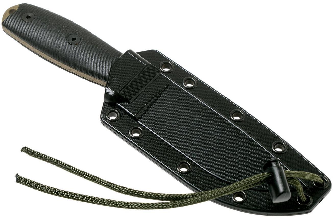 ESEE Model 4 Dark Earth Blade 3D Black G10 survivalmes 4PDE-001 zwarte schede   riemclip