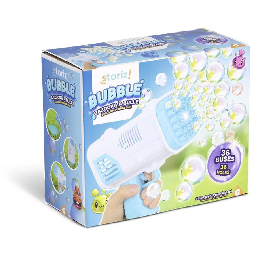 Pistolet bazooka à bulles 36 buses plastique rose