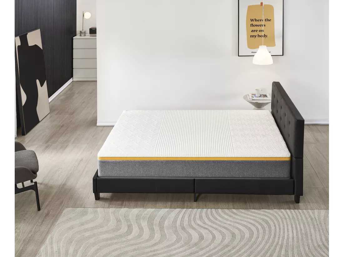 Ensemble Matelas + Lit Avec Tête De Lit 140x190 Cm, Ypsilon Ferme 28cm D’épaisseur
