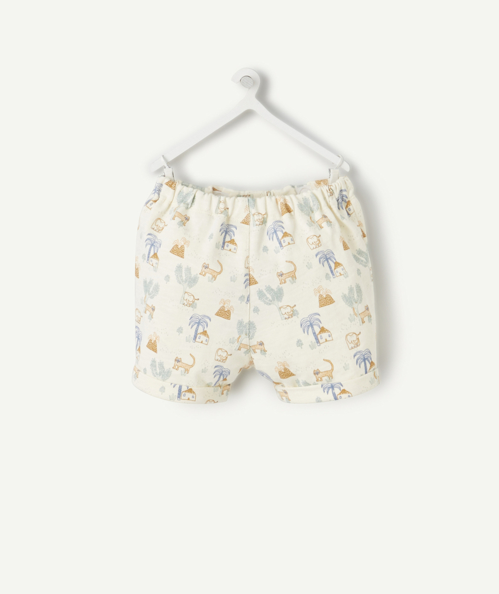BERMUDA BÉBÉ EN COTON BIOLOGIQUE ÉCRU IMPRIMÉ