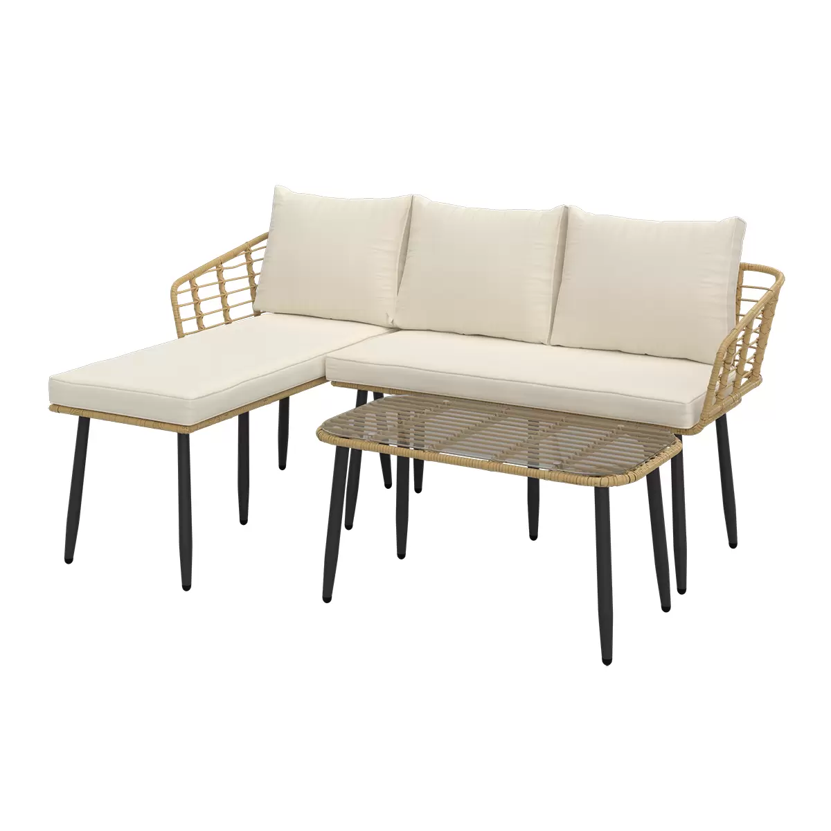 Beldano Loungegarnitur Kreta 2-teilig beige,grau,schwarz
