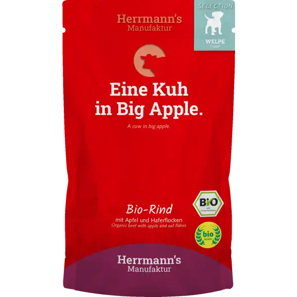 Bio Nassfutter - Selection Puppy Rind mit Apfel und Haferflocken