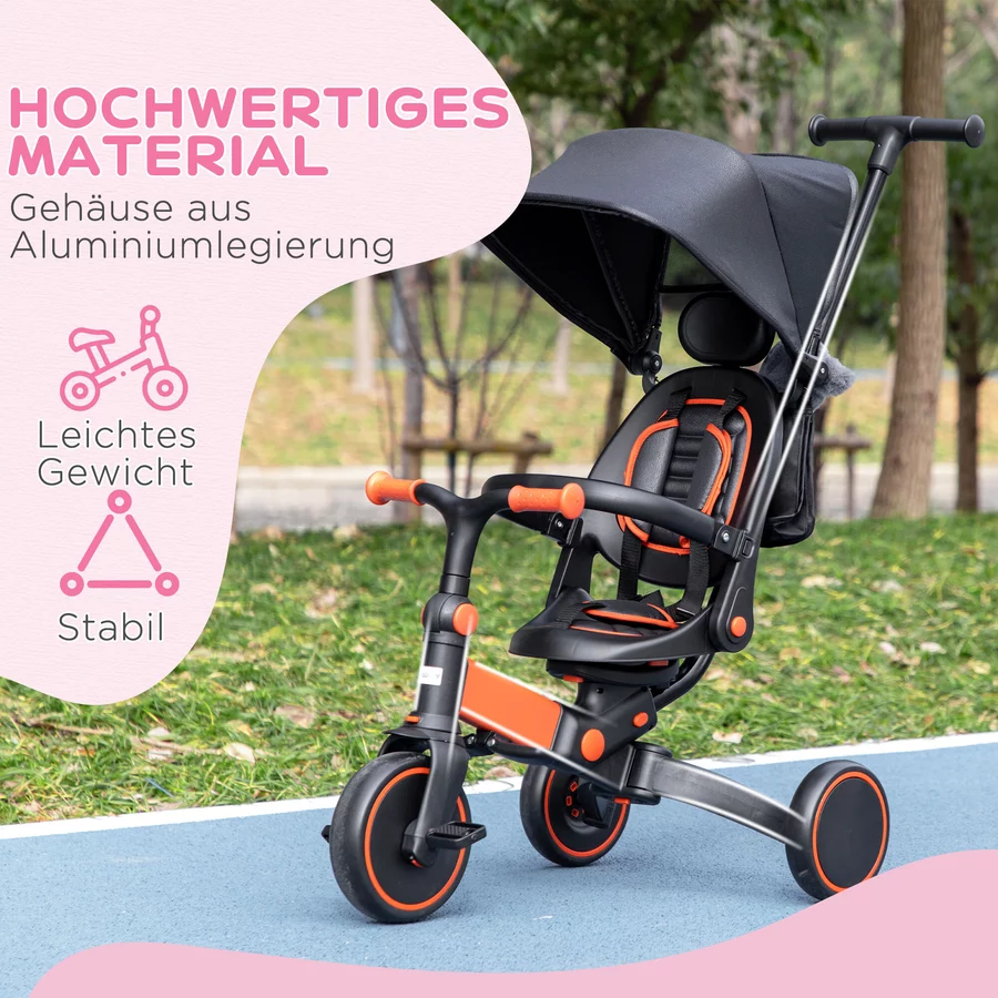 AIYAPLAY Kinderdreirad mit höhenverstellbarem Schiebegriff rot