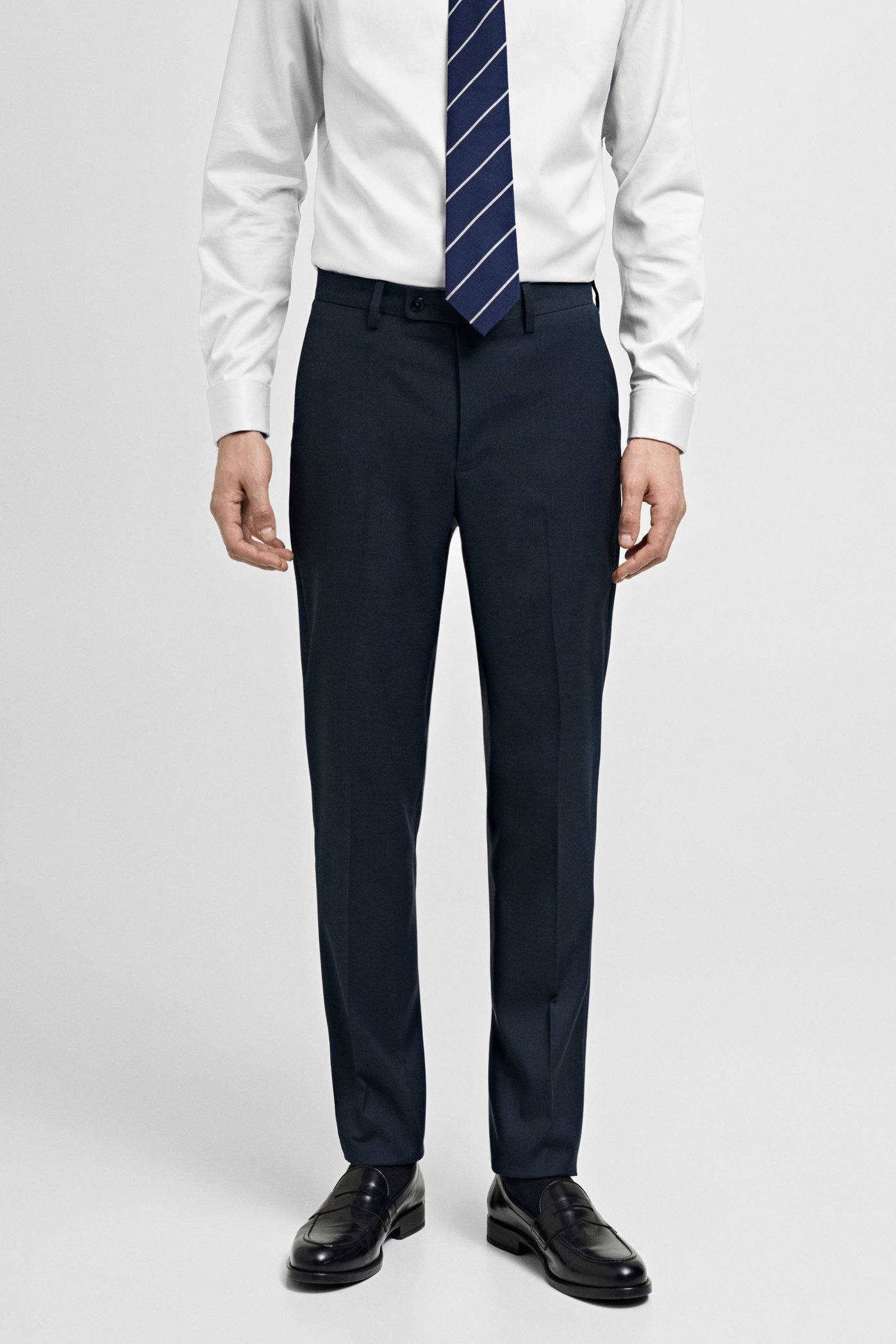 Mango Man slim pantalon donkerblauw