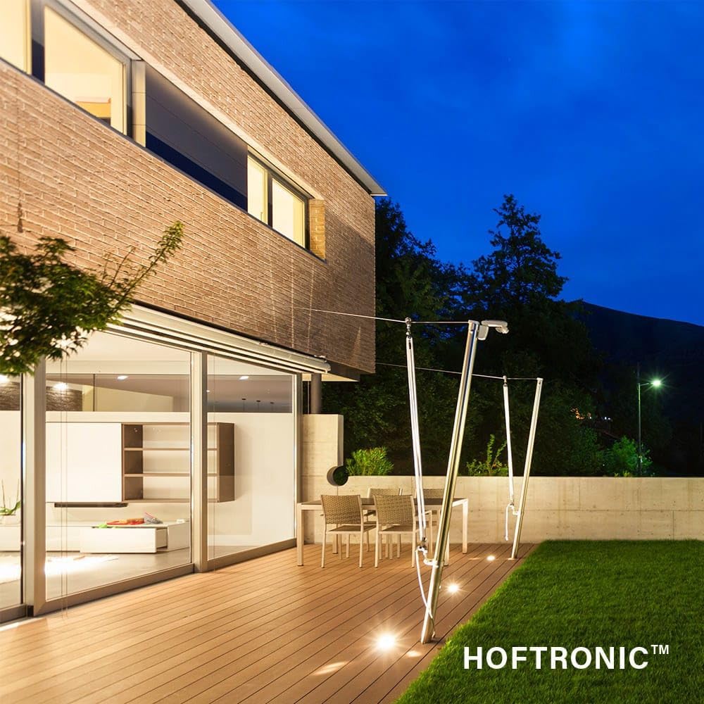 HOFTRONIC - 6er LED Bodeneinbauleuchten Edelstahl Eckig 4 Watt 345 Lumen 3000K Warmweiß GU10 LED IP67 Wasserdicht - 15.000 Brennstunden bodenstrahler außen | Terrassen Einbaustrahler Aussen