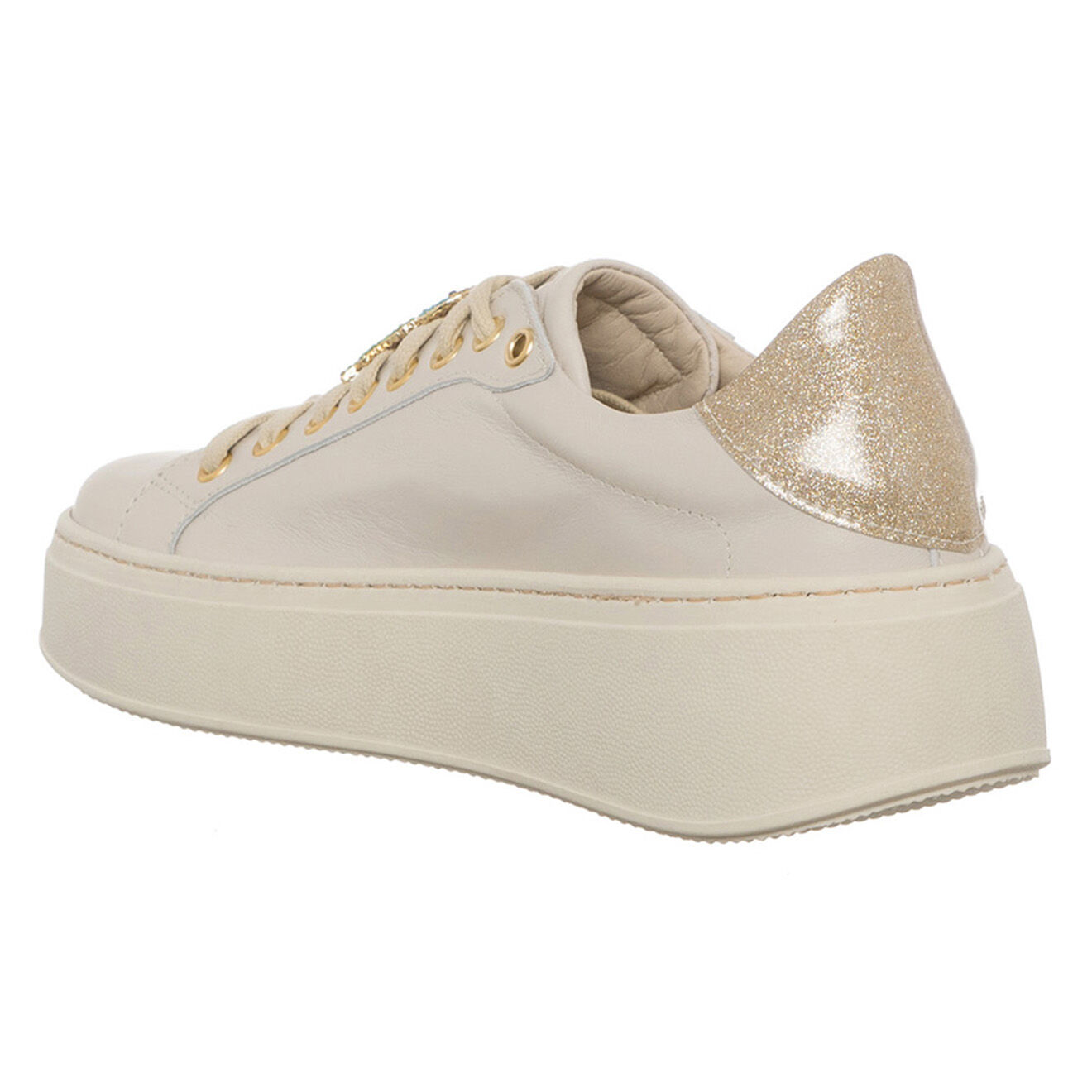 Loretta Pettinari Sneakers en Cuir Pala beige/vert