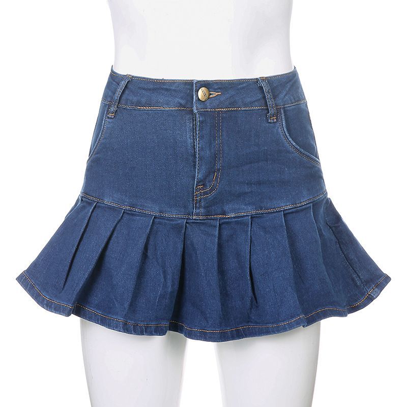 Cincine - Geplooide denim rok