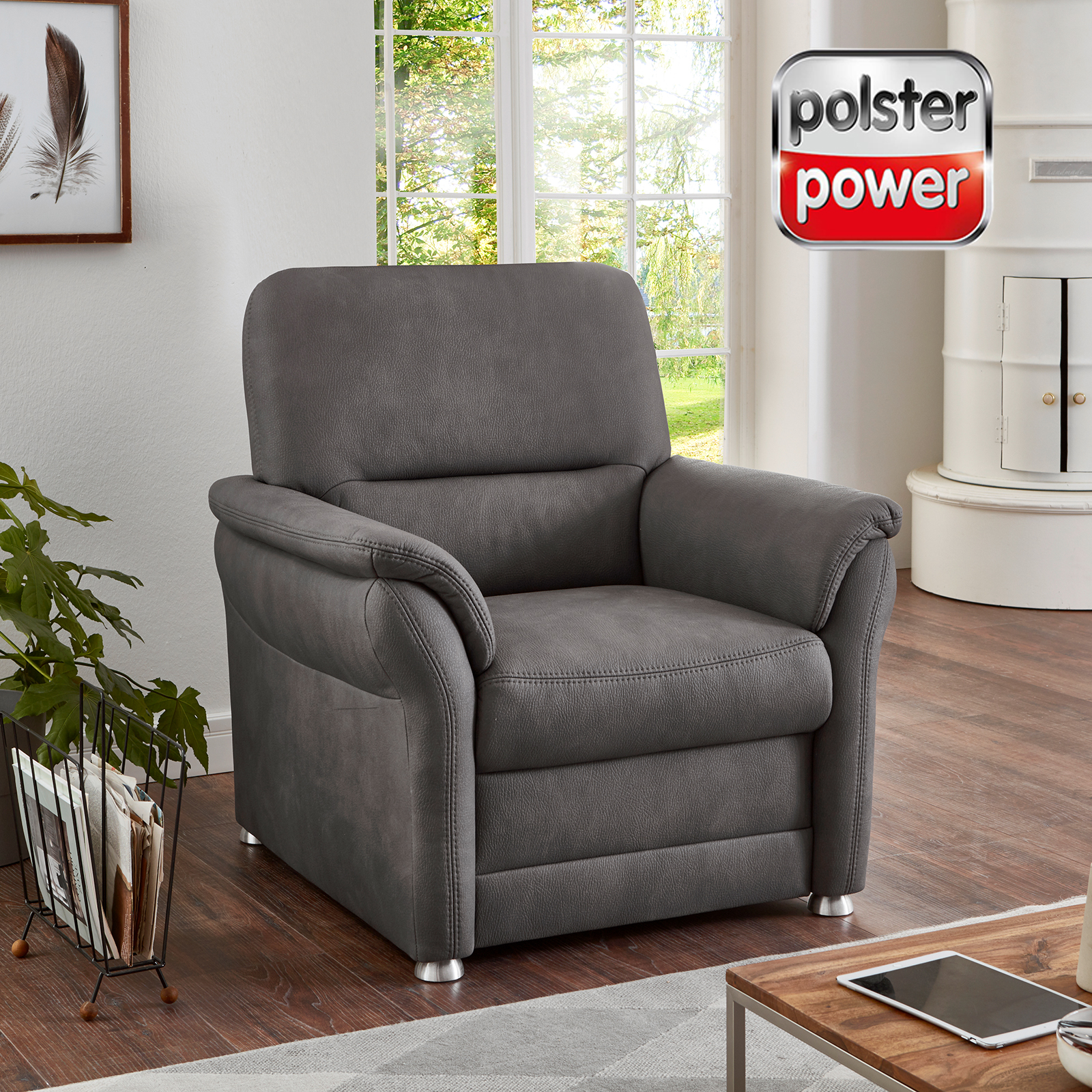 polsterpower Sessel - grau - Microfaser