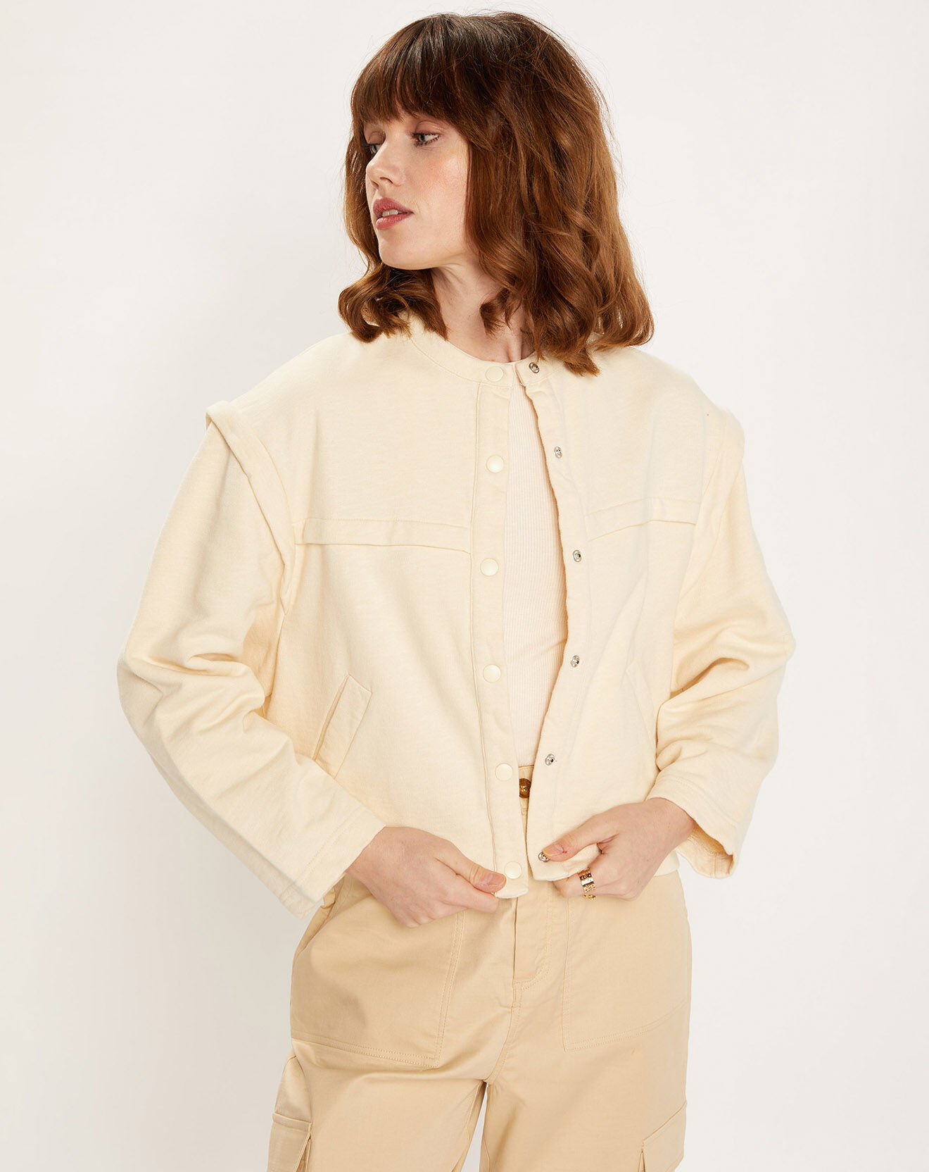 Galeries Lafayette Veste courte en Coton Léonor écrue