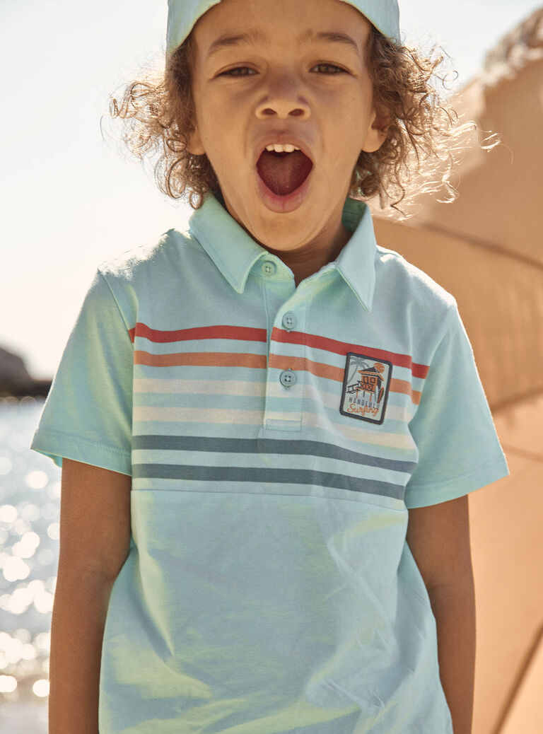 Polo turquoise à motif à rayures