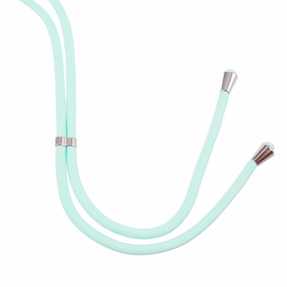 iPhone 12 / iPhone 12 Pro Necklace Gummi Hülle im Glitzer Design   Handykette (140cm) - Türkis / Transparent