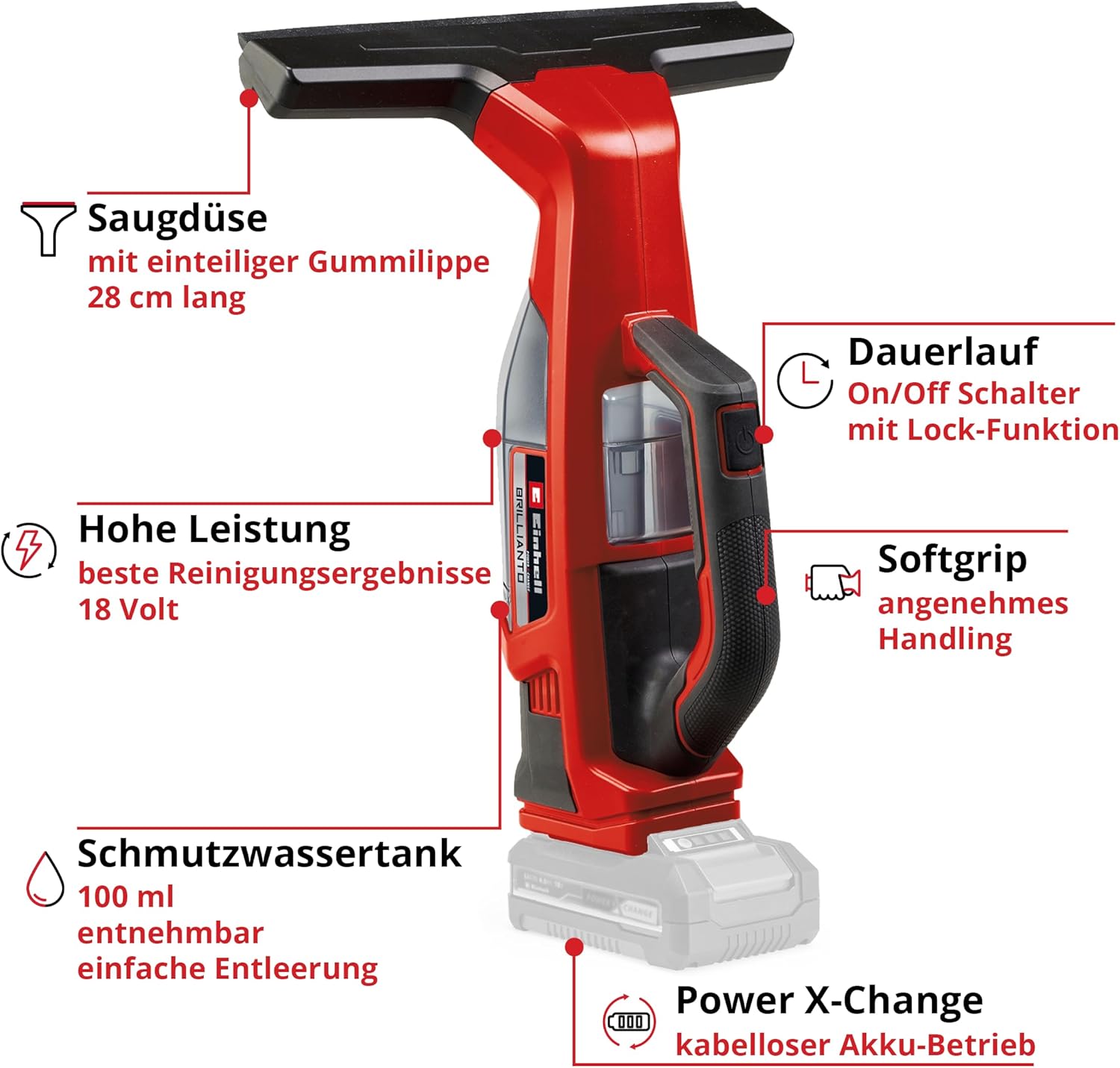 Einhell Akku-Haushalt-Set Power X-Change (18 V, inkl. Akku-Fensterreiniger, Akku-Hartbodenreiniger, Akku-Stielstaubsauger, 1x 2,5 Ah Akku, 1x Ladegerät)