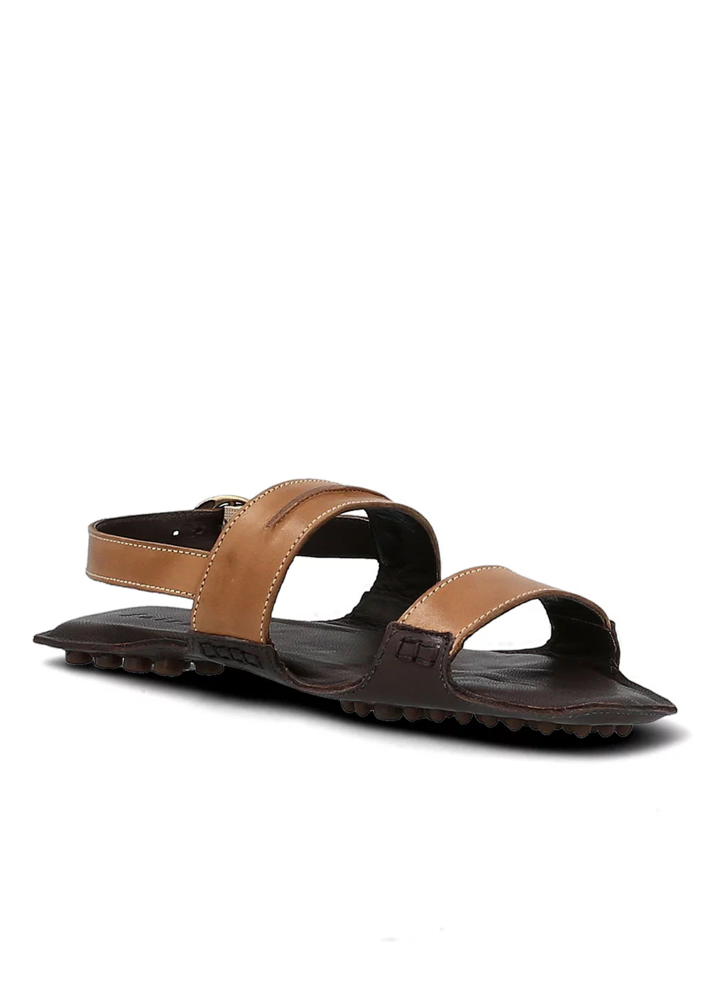SANDALE STRAP CUIR CAMEL