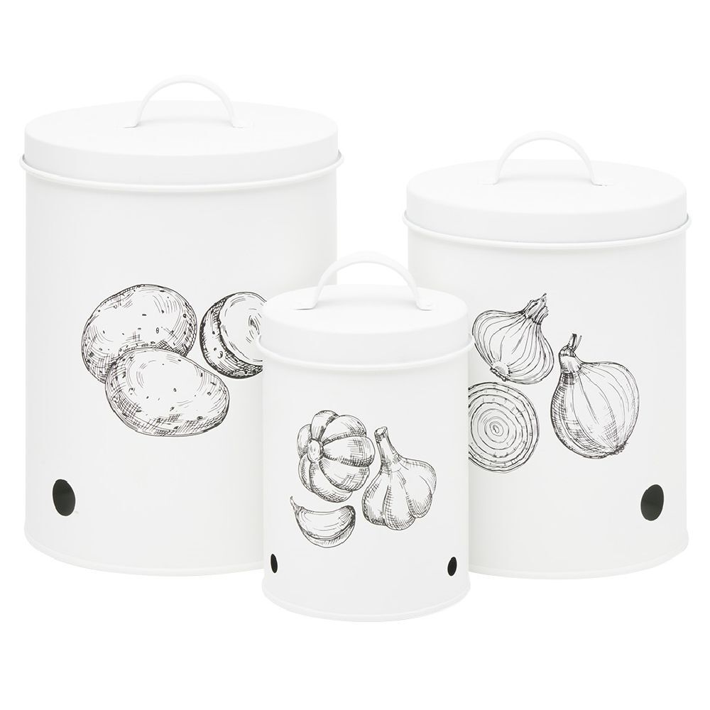 Boîte de conservation pour oignon en métal blanc