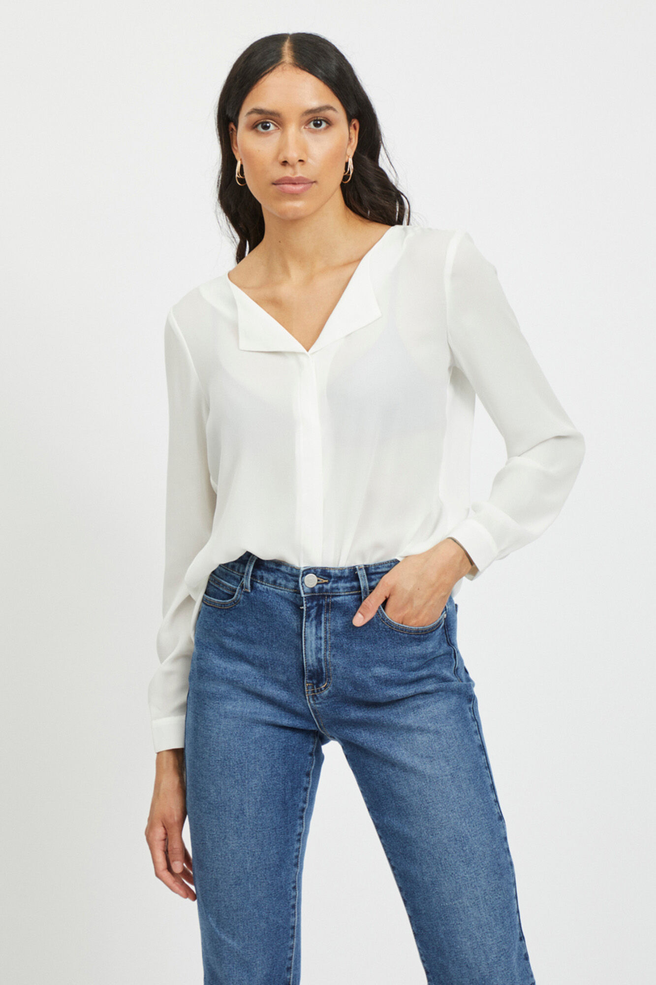 Blusa de manga comprida - Branca