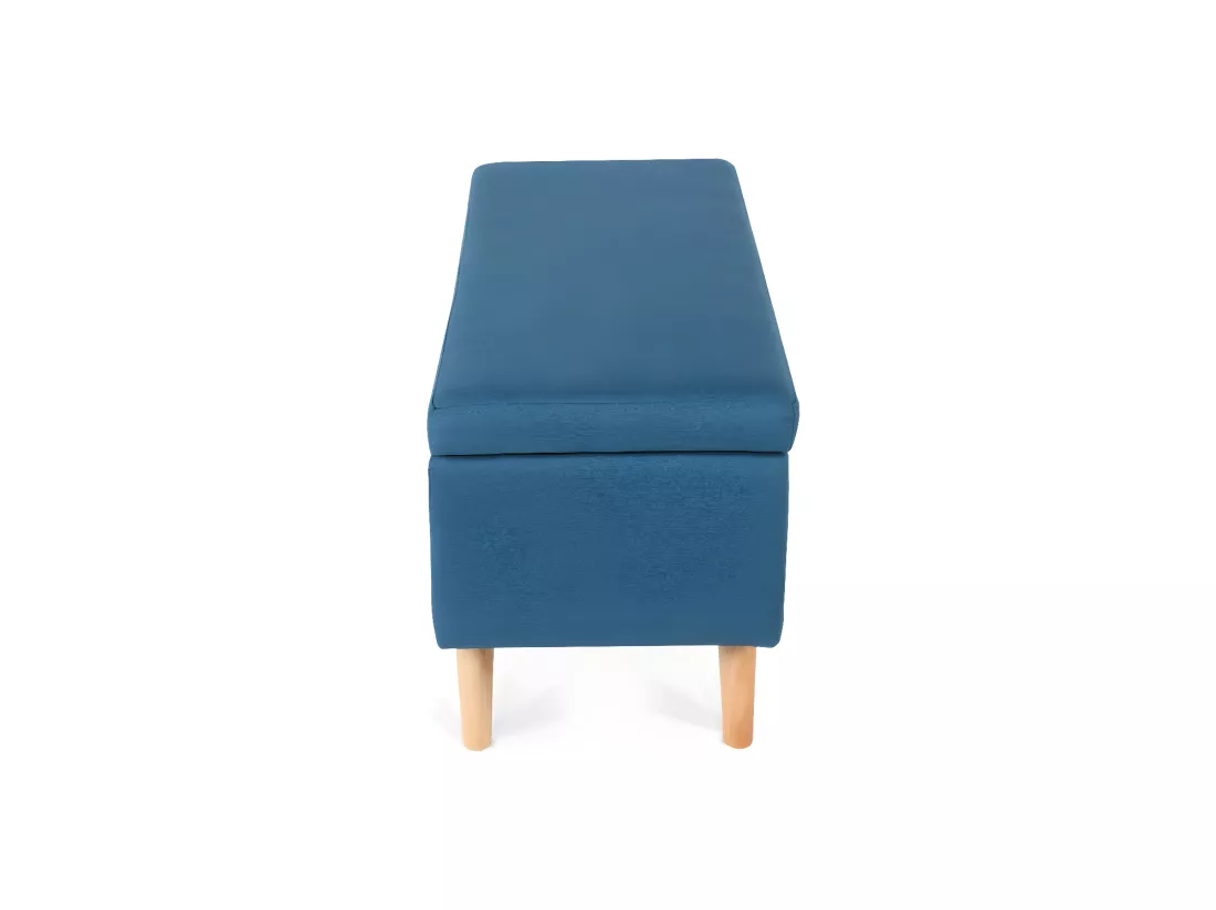 Banquette coffre de style scandinave Eline tissu bleu canard