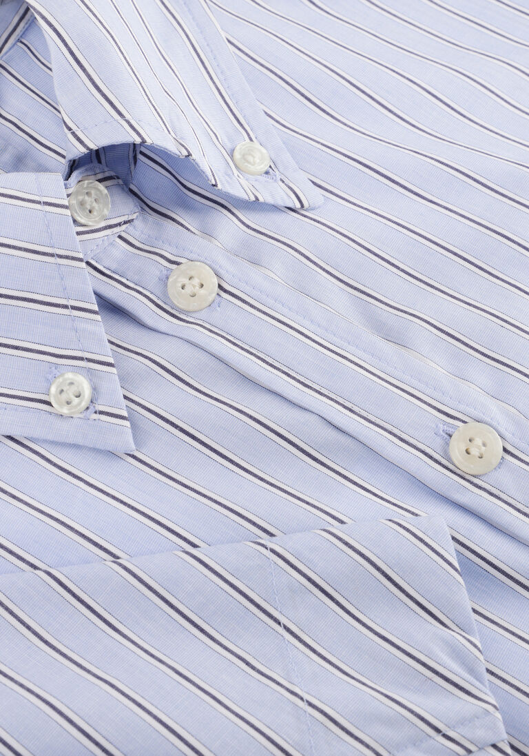 lichtblauwe ganni blouses stripe cotton peplum shirt