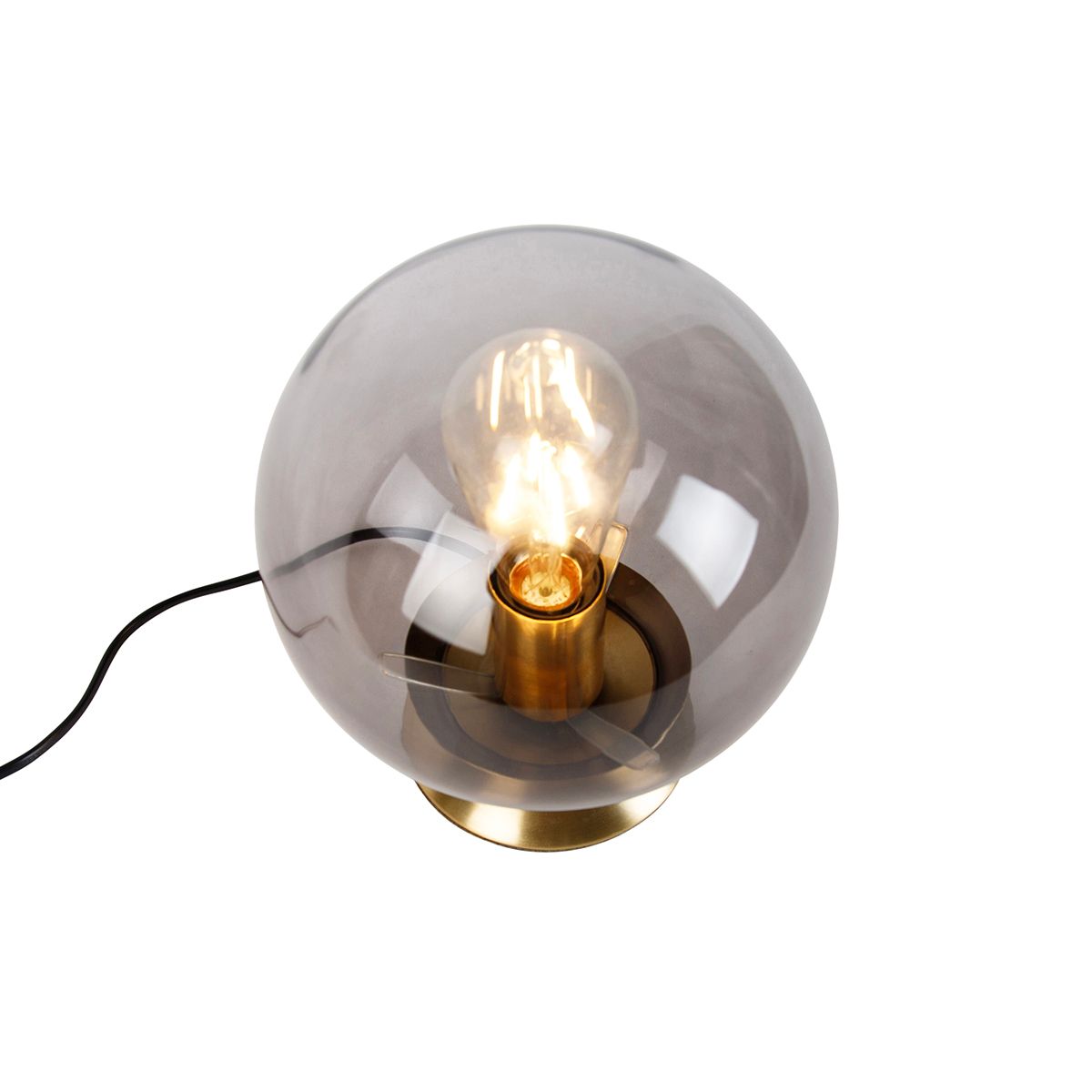 Art deco tafellamp messing met smoke glas - Pallon