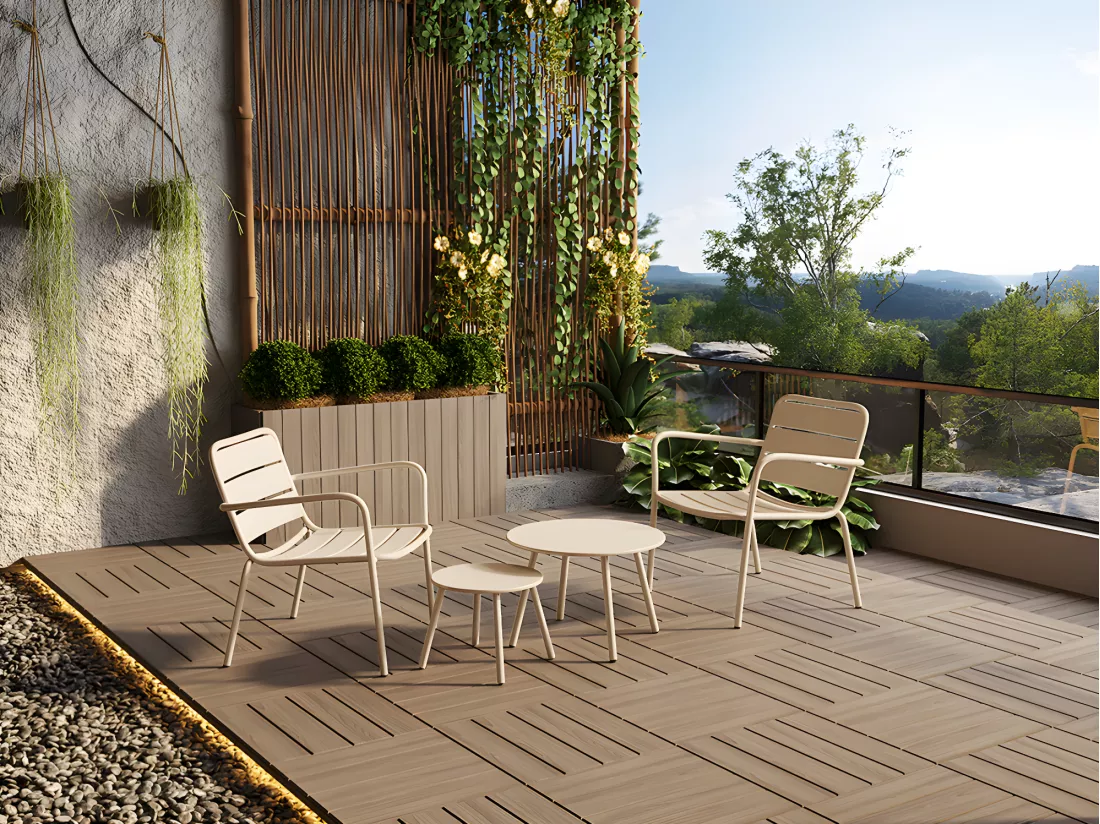 Tables gigognes de jardin en métal - Beige - MIRMANDE de MYLIA