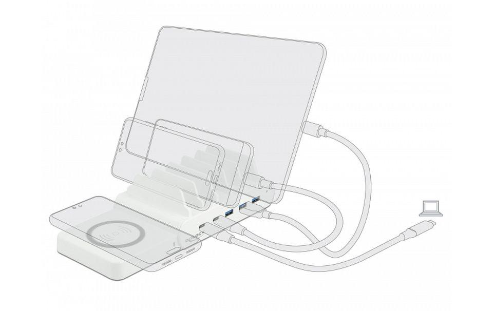 Ladestation 41450 mit Wireless ChargerLadestation mit einer Gesamtleistung bis zu 110W