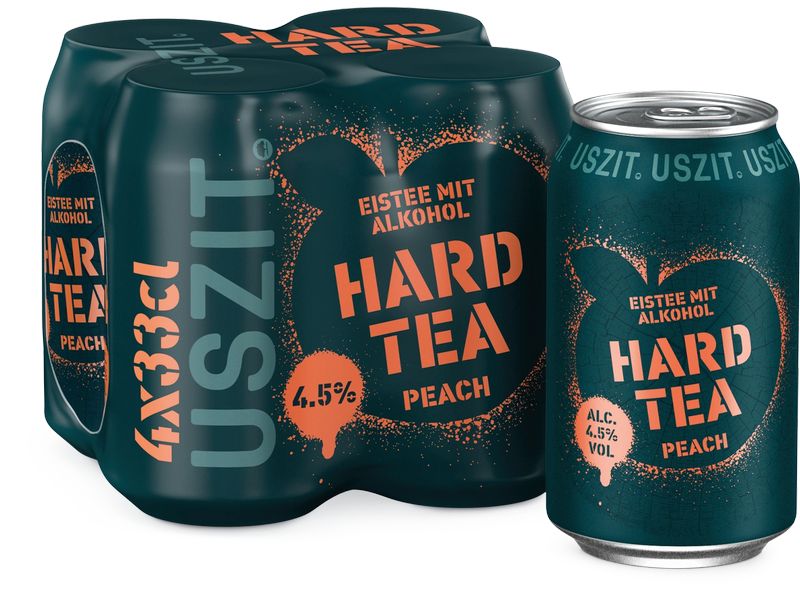USZIT Hard Tea Peach 4 x 0.33 l Alkoholhaltiger Eistee mit Pfirsichgeschmack