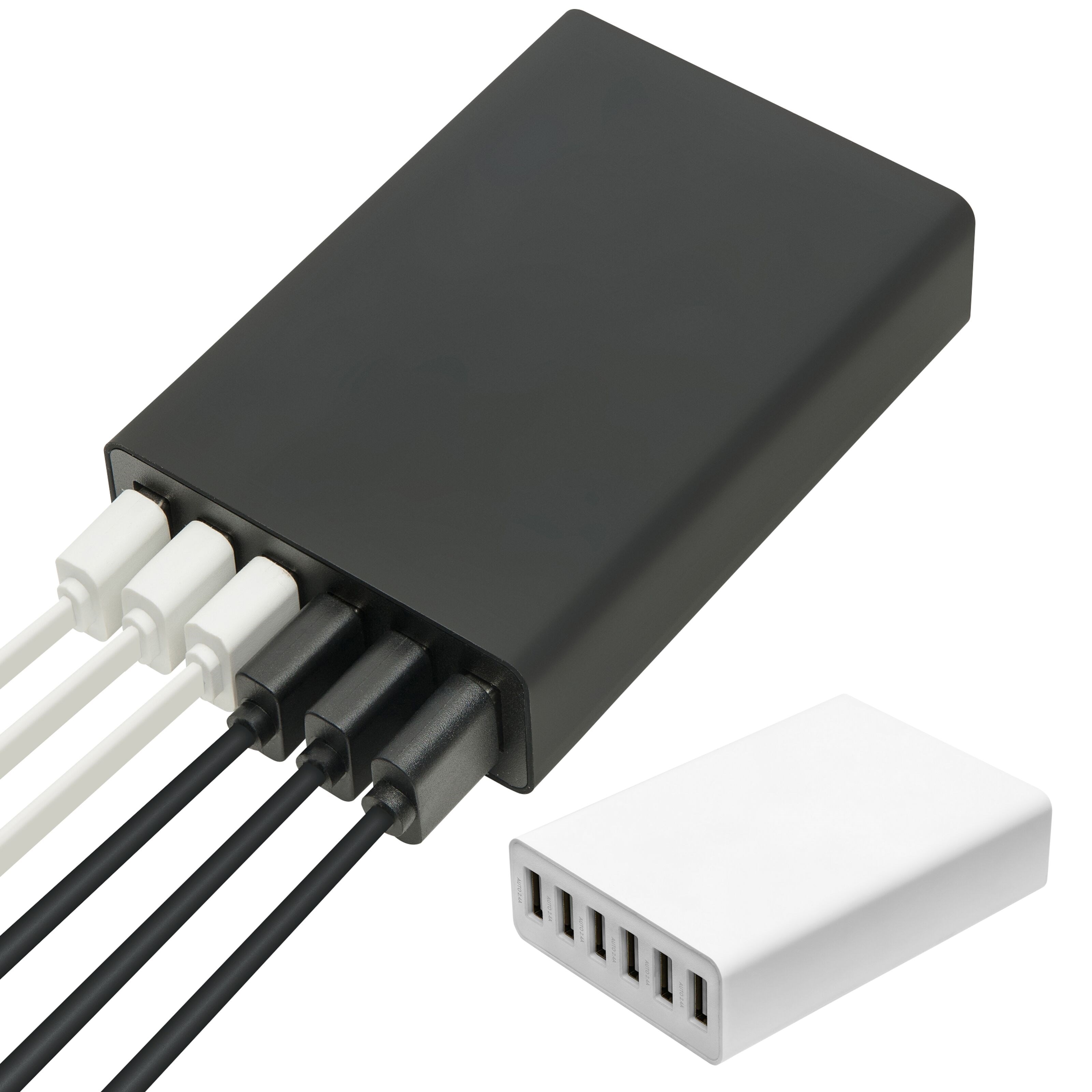 Linocell USB-ladestasjon med 6 porter Svart