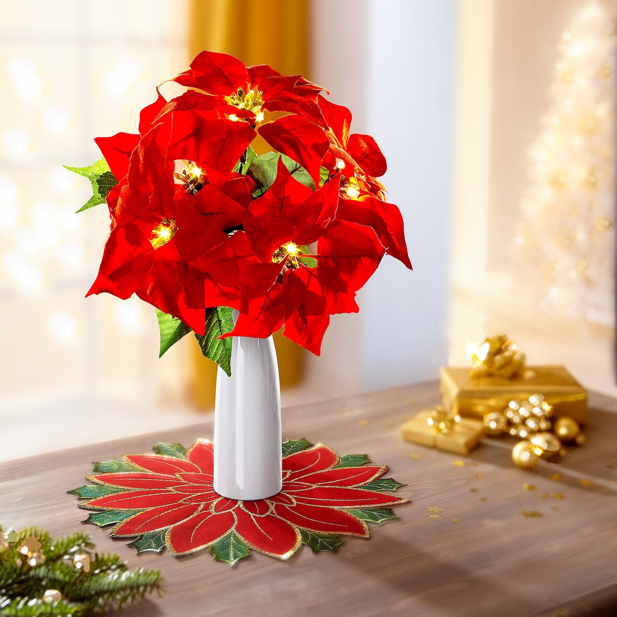 viva domo - LED-Weihnachtsstrauß   Gratis Vase