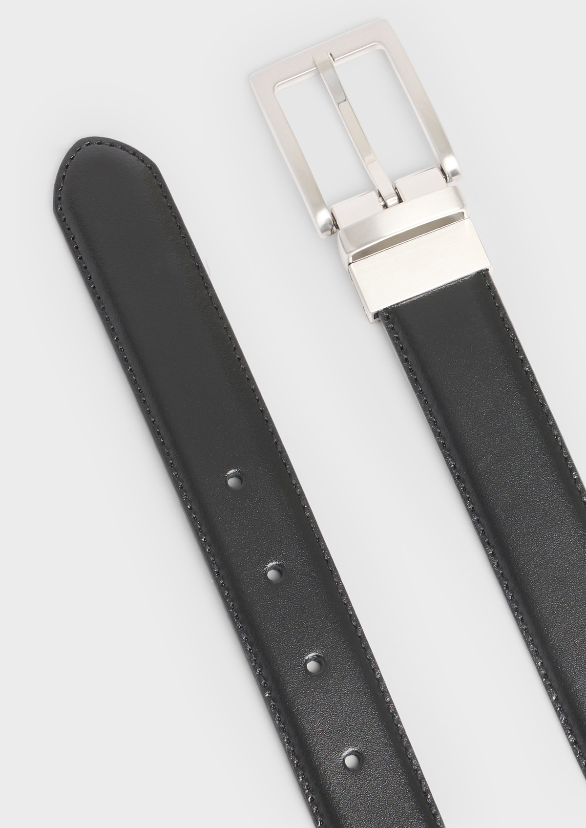 Ceinture ajustable et réversible en cuir noir