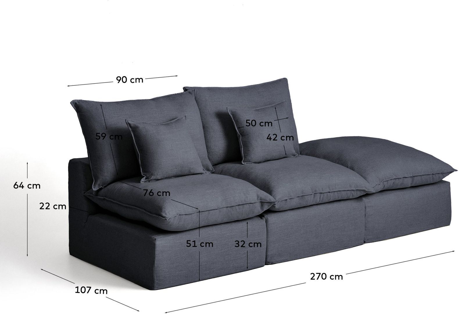 Kave Home   Anarela 2-Zitsbank + Hocker