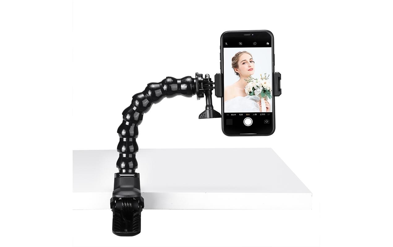 Smartphone-Stativ MP-4Handyhalterung mit Superklemme und verstellbarem Schwanenhals